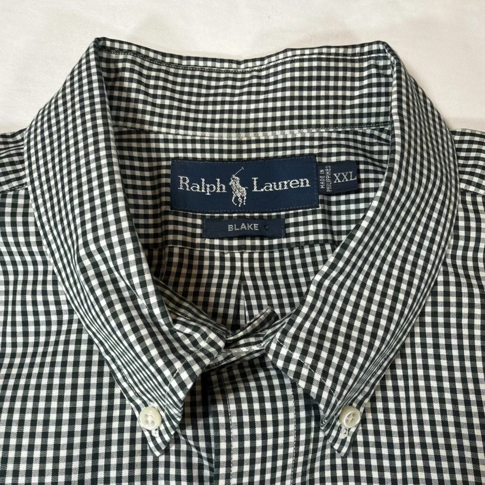 Ralph Lauren Blake XXL Green Gingham Plaid Check Short Sleeve Button Down Shirt - Picture 2 of 7